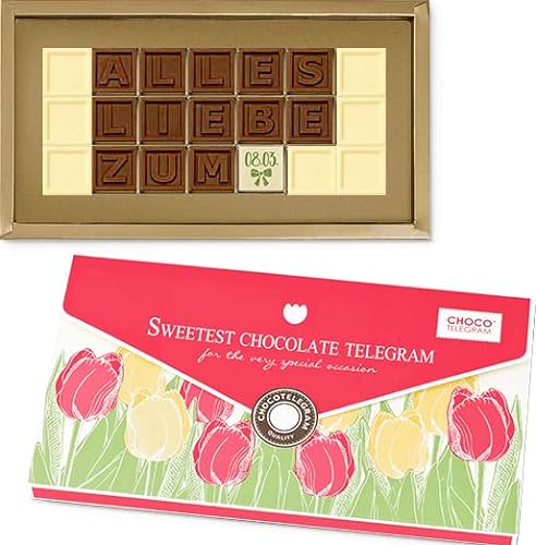 Alles Liebe zum 8. März - Schokoladennachricht zum Frauentag | Premium Schokolade | Geschenkidee | Frau | Frauen | Mädchen | Mutter | Mütter | hohe Qualität | Mama | Glückwünsche von CHOCOLISSIMO