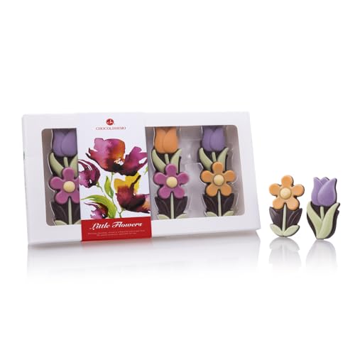 CHOCOLISSIMO - Blumen Geschenk - Tulpen und Gänseblümchen aus Schokolade Zartbitter - Geschenk Frauen, Mädchen, Mama, Freundin, Kollegin, Gärtner, Geschenkidee Ostern, Valentinstag, Renteneintritt von CHOCOLISSIMO