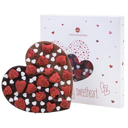 CHOCOLISSIMO - Liebes Geschenk aus Schokolade - Schoko Herz Zartbitter mit Himbeeren und Zuckerherzen - Jahrestag, Geburtstag, Muttertag, Valentinstag Geschenke für Frauen und Männer, Partner CHOCOLISSIMO - Liebes Geschenk aus Schokolade - Schoko Herz Zartbitter mit Himbeeren und Zuckerherzen - Jahrestag, Geburtstag, Muttertag, Valentinstag Geschenke für Frauen und Männer, Partner von CHOCOLISSIMO