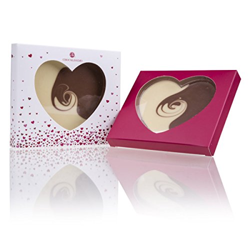 CHOCOLISSIMO - Liebes Geschenk - Schoko Herz Weiße und Vollmilchschokolade - Jahrestag, Geburtstag, Muttertag, Valentinstag Geschenke für Frauen und Männer, Partner, Freundin von CHOCOLISSIMO