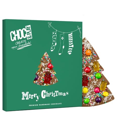 ChocoTannenbaum mit süßen Zutaten - dekorierte Schokoladentafel in Form eines Weihnachtsbaumes | Schokolade | Geschenk | Weihnachten | Nikolaus | Mann | Frau | Junge | Mädchen | Weihnachtschokolade von CHOCOLISSIMO