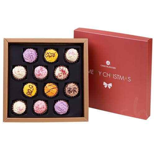 Christmas Square Maxi mit CupCakes - 12 CupCake-Pralinen | Weihnachten | Geschenk | Schokolade | Weihnachtsfest | Mann | Frau | Nikolaus | Advent | Männer | Frauen | Geschenkidee | Überraschung von CHOCOLISSIMO