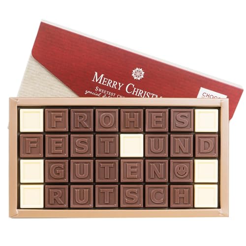 CHOCOLISSIMO - Weihnachtsschokolade - Schokolade Weihnachten - Süße Weihnachtskarte, Geschenk, Geschenkidee Nikolaus - Kinder, Mama, Neues Jahr - FROHES FEST UND GUTEN RUTSCH, Frau, Frauen, Mann von CHOCOLISSIMO