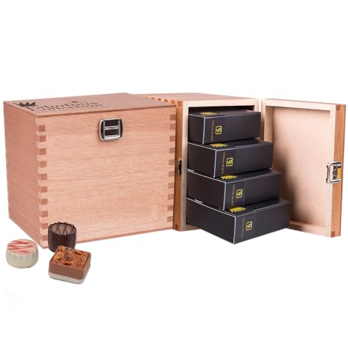 CHOCOLISSIMO - Schokolade Geschenk - Pralinen Geschenk - 40 Stk in einem Holzschatzkästchen, ohne Alkohol - Geschenkidee Frauen, Männer, Mutter, Mama, Papa, Muttertag, Vatertag, alkoholfrei - Fabulous von CHOCOLISSIMO
