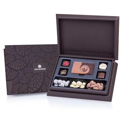 First Selection Midi - Pralinen & Schokolade - Schokoladentafel, knackige Snacks und vier handgefertigten Pralinen- Weihnachten - Geschenk - Schokolade von CHOCOLISSIMO