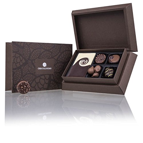 First Selection Mini - Pralinen & Schokolade - Schokoladentafel mit drei handgemachten Pralinen und Schokosnacks - Geschenk Weihnachten - Schokolade von CHOCOLISSIMO