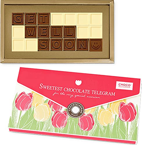 Get well soon - Schokoladenbotschaft zur guten Besserung | Schokolade | Geschenk | Mann | Frau | Junge | Mädchen | Genesungswünsche | Aufmunterung | Kopf hoch von CHOCOLISSIMO