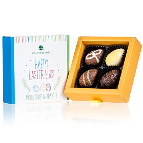 Happy Easter 4 Eggs - 4 gefüllte Schoko-Ostereier | Ostergeschenk | Ostern Schokolade | Schokoladeneier | Osterpralinen | Ostergeschenke für erwachsene | Frauen | Männer von CHOCOLISSIMO