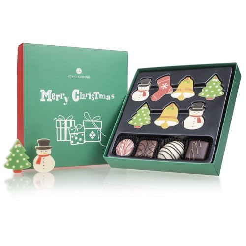 Holly Jolly Xmas XL - Schokolade - 7 gefärbte Schokoladentafeln mit vier Pralinen | Weihnachten | Geschenk | Weihnachtsknabberei | Mann | Frau | Nikolaus | Nikolausgeschenk | Advent | Nikolaustag von CHOCOLISSIMO