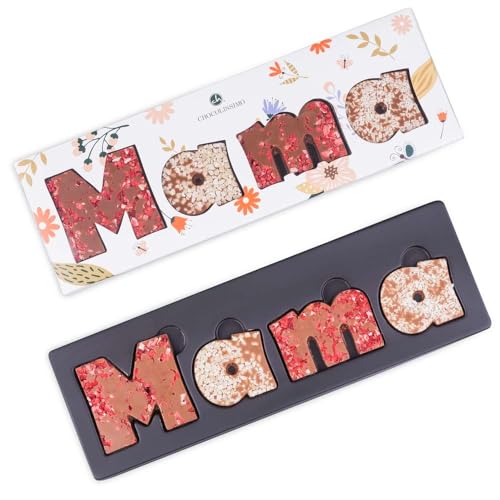 MAMA - Buchstaben aus Vollmilchschokolade - vier Schokoladenbuchstaben mit Zutaten | Schokolade | Geschenkidee | Frau | Frauen | Mutter | Mütter | Muttertag | Geburtstag | ein kleines Dankeschön von CHOCOLISSIMO