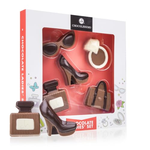 Mode-Set aus Schokolade - Geschenk für Frau | Muttertag | Schuh aus Schokolade | Schokoladenhandtasche | lustige Geschenke für Frauen | Mädchen | Mama | Valentinstag Geburtstag von CHOCOLISSIMO