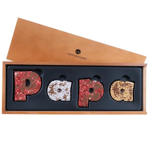 CHOCOLISSIMO - Papa Geschenk - Schokolade Geschenk für Vater - zum Vatertag, Geburtstag, Weihnachten - Buchstaben aus Vollmilchschokolade in Holzbox, süßes Geburtstagsgeschenk, Dankeschön Geschenkidee CHOCOLISSIMO - Papa Geschenk - Schokolade Geschenk für Vater - zum Vatertag, Geburtstag, Weihnachten - Buchstaben aus Vollmilchschokolade in Holzbox, süßes Geburtstagsgeschenk, Dankeschön Geschenkidee von CHOCOLISSIMO