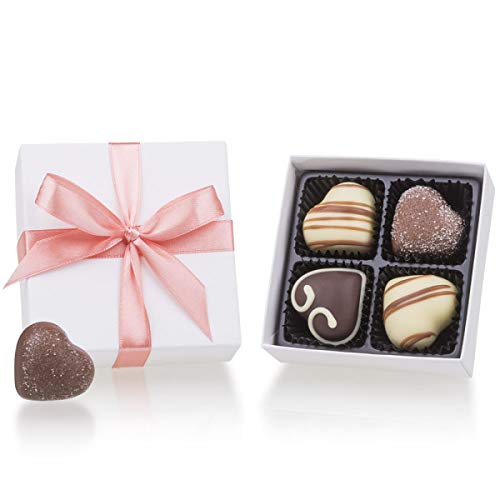 Pastel Quadro - vier Schokoladenpralinen in Herzform - Schokolade - Geschenkidee - Geschenk - Geburtstag - Frauen - Muttertag von CHOCOLISSIMO