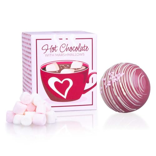 Schokoladenkugel Ruby mit Marshmallows - Trinkschokolade in Form einer Kugel aus rosa Schokolade mit Mäusespeck | Geburtstag | Weihnachten | Mann | Frau | Kind | Mädchen | Junge | Schokoladengetränk von CHOCOLISSIMO