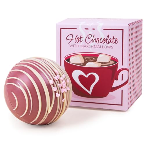 CHOCOLISSIMO Schokolade Geschenk - Schokoladenkugel Ruby mit Marshmallows - Trinkschokolade in Form einer Kugel aus rosa Schokolade - Geschenkidee Mann, Frau, Kind, Mädchen, Geburtstag, Weihnachten von CHOCOLISSIMO