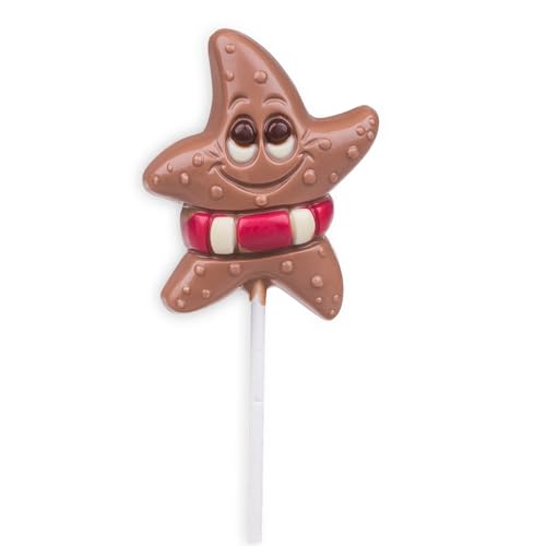 Seestern Lollipop - Lutscher aus Vollmilchschokolade am Stiel | Schokolade | Kind | Kinder | Junge | Mädchen | Geburtstag | Weihnachten | Give-Away | Mitbringsel | Überraschung | Süßigkeit von CHOCOLISSIMO
