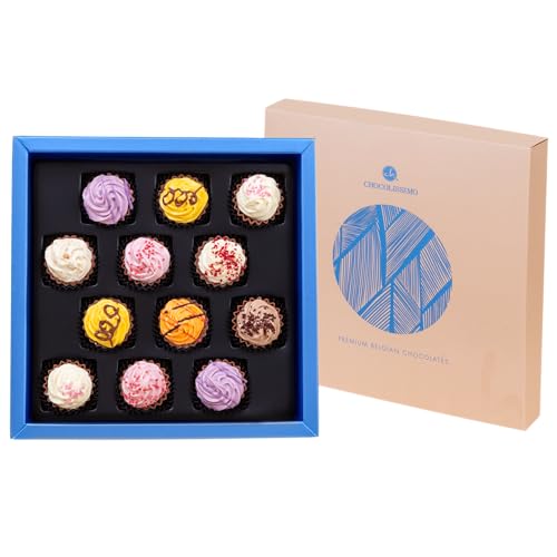 Square Maxi - Pralinen - 12 Cupcake-Pralinen in edler Verpackung | Luxus Pralinen | Sonderedition Süßes aus der Confiserie | Luxuspackung | Geschenkidee | Geschenke für erwachsene | Frauen | Männer von CHOCOLISSIMO