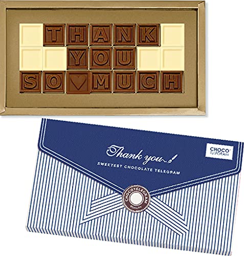 THANK YOU SO MUCH - Dankesbotschaft aus Schokolade in Holzkästchen | Geschenk | Mann | Frau | Junge | Mädchen | Dankeschön | Danksagung | Dank | Danke | Bedanken | Dankbarkeit von CHOCOLISSIMO
