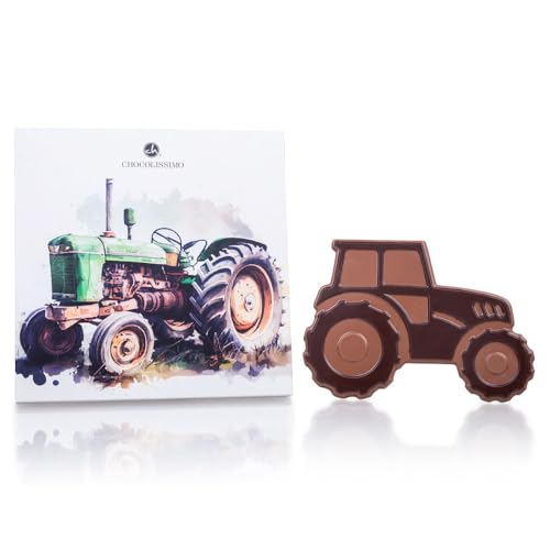 Traktor aus Schokolade - flache Schokoladenfigur für alle Trecker-Fahrer | Schokoladengeschenk | Geschenk | Geschenkidee | Mann | Männer | Bauer | Landwirt | Farmer | Geburtstag | Weihnachten von CHOCOLISSIMO
