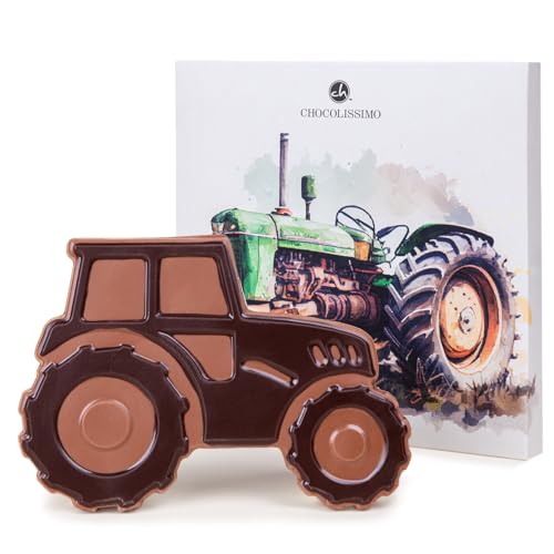 Traktor aus Schokolade - flache Schokoladenfigur für alle Trecker-Fahrer | Schokoladengeschenk | Geschenk | Geschenkidee | Mann | Männer | Bauer | Landwirt | Farmer | Geburtstag | Weihnachten von CHOCOLISSIMO