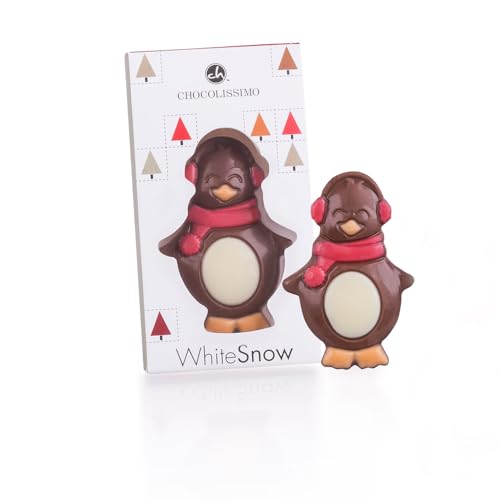 Weihnachtspinguin - flache Weihnachtsfigur aus Schokolade | Weihnachtsschokolade | Geschenkidee | Weihnachten | Mann | Frau | Kinder | Mädchen | Junge | Weihnachtssüßigkeit | Nikolaus | Pinguin von CHOCOLISSIMO