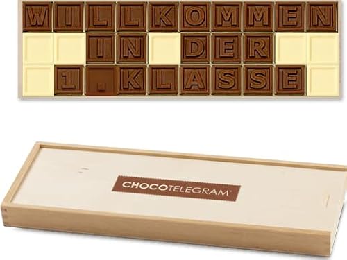 Willkommen in der 1. Klasse - schokoladige Glückwünsche zur Einschulung | Schokolade | Geschenkidee | erster Schultag | Kind | Kinder | Junge | Mädchen | Schultüte | Schulkind | Schule von CHOCOLISSIMO