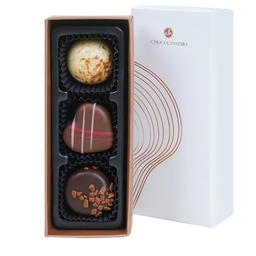 CHOCOLISSIMO - Weihnachtspralinen - kleines Schokolade Geschenk Weihnachten - 3 handgemachte Pralinen - Weihnachtsschokolade, Nikolaus Geschenke für Frauen, Männer, Papa, Mama - Xmas Choco Three von CHOCOLISSIMO
