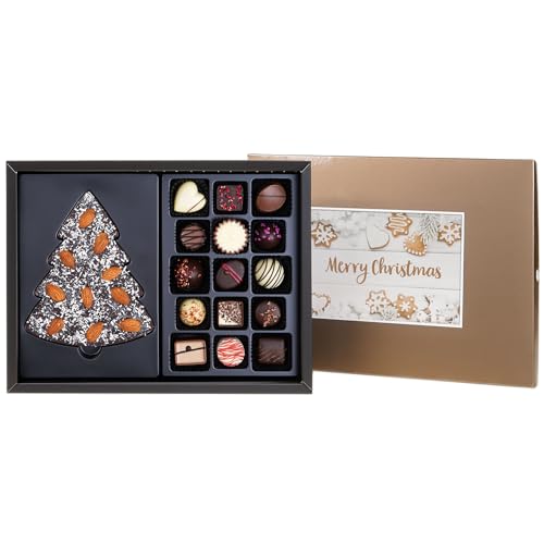 Xmas ChocoPostcard Maxi Dark - Schokoladenset - 15 handgemachte Pralinen und Schokoladentafel | Schokolade | Geschenk | Weihnachten | Mann | Frau | Weihnachtschokolade | Weihnachtskarte von CHOCOLISSIMO