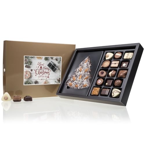 Xmas ChocoPostcard Maxi Dark - Schokoladenset - 15 handgemachte Pralinen und Schokoladentafel | Schokolade | Geschenk | Weihnachten | Mann | Frau | Weihnachtschokolade | Weihnachtskarte von CHOCOLISSIMO