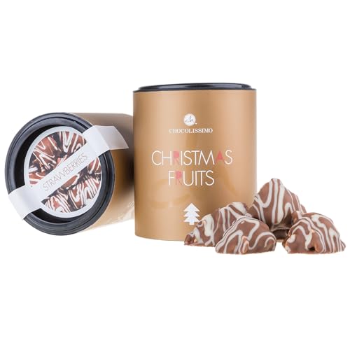 CHOCOLISSIMO - Weihnachtsschokolade - Schoko Erdbeeren - Weihnachtssüßigkeiten, ohne Alkohol, Wichtelgeschenk, Weihnachten, Nikolaus Geschenke, kleine Weihnachtsgeschenke, für Papa, Mama, Mann, Frau von CHOCOLISSIMO