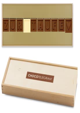 ZUR TAUFE - ChocoTelegram | Schokolade | Geschenkidee | Geschenk | Taufe | Taufgeschenk | zum Sakrament | Tauffeier | Kindertaufe | Schokoladenkarte | Schokoladenglückwünsche | Schokoladennachricht von CHOCOLISSIMO