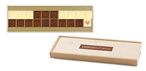 Zum Muttertag - ChocoTelegram | Geschenkidee | Schokolade | Geschenk | Muttertag | Muttertagsgeschenk | Mama | Mutter | Mutti | Mami | Glückwünsche | Grußkarte aus Schokoladenbuchstaben | Mum | Mummy von CHOCOLISSIMO