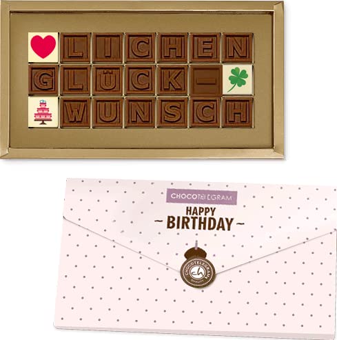 ? lichen Glückwunsch - Glückwünsche zum Geburtstag aus Schokolade | Geschenk | Frau | Frauen | Mutter | Mama | Mädchen | Mann | Männer | Junge | Jungen | Papa | Vater | Oma | Opa von CHOCOLISSIMO