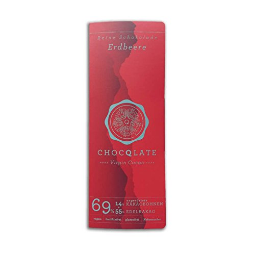 CHOCQLATE Virgin Cacao Schokolade Erdbeere 69% Kakao 75g (bio, teils roh, vegan) von CHOCQLATE