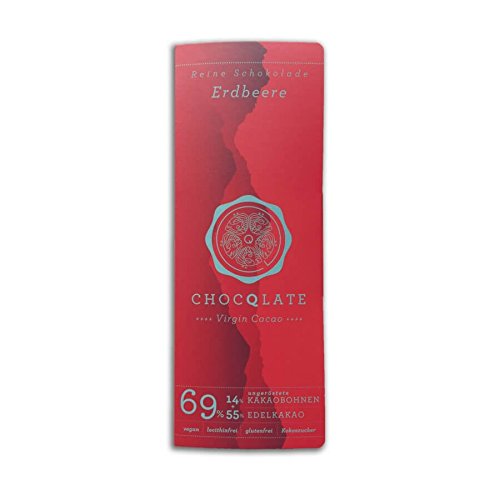 CHOCQLATE Virgin Cacao Schokolade Erdbeere 69% Kakao 75g (bio, teils roh, vegan) von Chocqlate