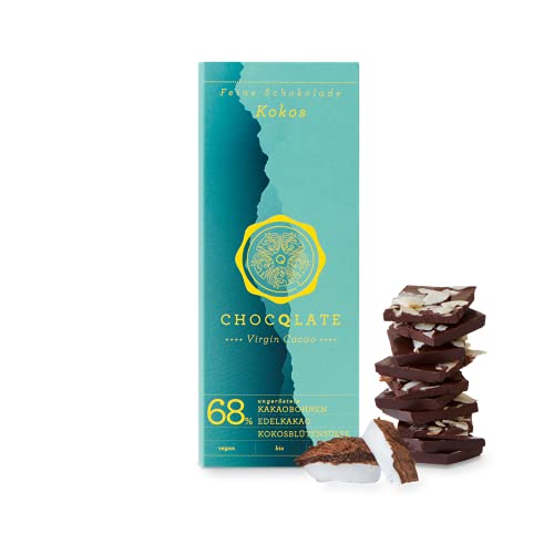 CHOCQLATE Virgin Cacao Schokolade Kokos 68% Kakao 75g (bio, teils roh, vegan) von CHOCQLATE
