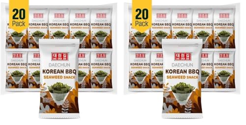 CHOI's 1(Daechun) koreanische BBQ-Algen-Snacks – (20er-Pack) – Keto, glutenfrei, voller Ballaststoffe, Vitamine, Mineralien, proteinreicher Snack, gesunder Snack, Omega-3-Fettsäuren (Packung mit 2) von CHOI'S 1