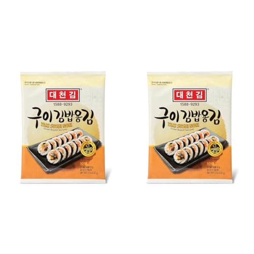 DAECHUN LAVER Sushi Nori, geröstetes Meer (10 volle Blätter) Silber Grad 22g Beutel, Nori Blatt (Packung mit 2) von CHOI'S 1