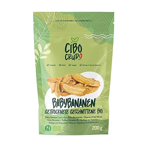 Bananenchips Bio - 200g. Getrocknete Bananen Chips Trocken Ohne Zucker und Ungesalzen. Frucht Bananenchips Ohne Zucker. Organic Banana Chips. von CIBO CRUDO crudo biologico vegan