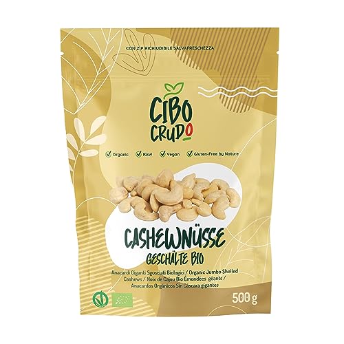 Bio Cashewkerne - 500g. Roh Cashewkerne Ungeröstet Ungesalzen & Rohkost. Unbehandelt und ohne Zusätze Glutenfrei und Vegan. Cashew Bruch Bio. Reich an Proteinen Vitaminen & Mineralstoffen. Bio Cashewkerne - 500g. Roh Cashewkerne Ungeröstet Ungesalzen & Rohkost. Unbehandelt und ohne Zusätze Glutenfrei und Vegan. Cashew Bruch Bio. Reich an Proteinen Vitaminen & Mineralstoffen. von CIBO CRUDO crudo biologico vegan