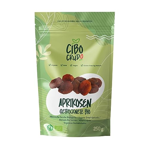 Bio Getrocknete Aprikosen - 250g. Ungeschwefelt und Ungezuckert Getrocknet Aprikose. Getrocknete Bio Früchte Weich. Dried Apricot. von CIBO CRUDO crudo biologico vegan