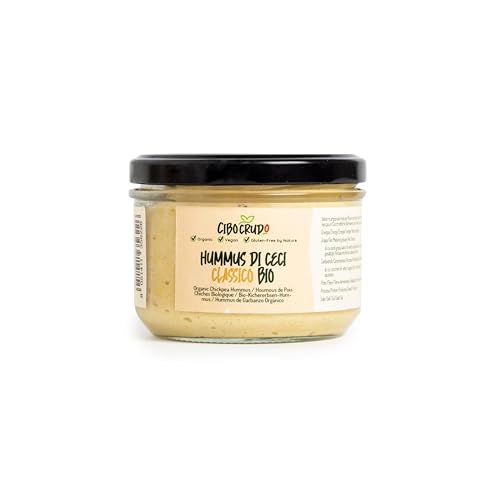 Bio Kichererbsen Hummus - 220 Gramm. Hummus von Kichererbsen Sesam. Enthält Proteine Ballaststoffe B-Vitamine und Mineralsalze. Niedriger Glykämischer Index. von CIBO CRUDO crudo biologico vegan