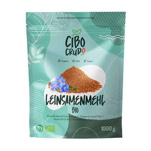 Bio Leinsamenmehl - 1Kg. Gold Leinsamenmehl Low Carb. Leinmehl Ballaststoff und Nährstoffreich. Leinsamen Gemahlen Bio. von CIBO CRUDO crudo biologico vegan