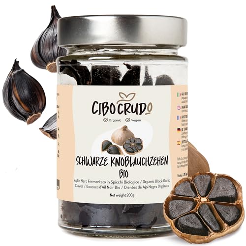 Bio Schwarzer Knoblauch Fermentierter – 200g. Premium Qualität Knoblauch aus Spanien Reich an Mineralsalzen Vegan & Natürlich. Energetisierend und Antioxidativ. von CIBO CRUDO crudo biologico vegan