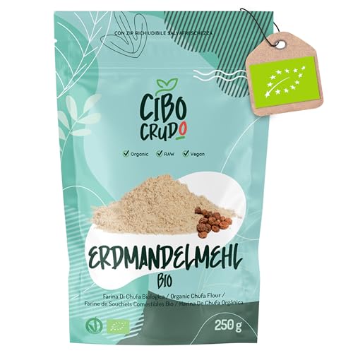 Erdmandelmehl Bio - 250g. Mehl aus Biologisch Erdmandeln Ganz Gemahlen. Erdmandel oder Chufas. Tigernüsse Mehl Roh. Vegane Küche Zum Backen & Kochen. von CIBO CRUDO crudo biologico vegan