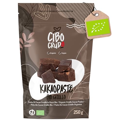 Kakaomasse Bio Geröstet - 250g. Criollo Kakao Bio von Rohkakaomasse 100% Natürlich und Rein. Kakaopaste von Peru. Enthält Antioxidantien und Mineralien für Süßigkeiten Kekse und Kuchen. von CIBO CRUDO crudo biologico vegan