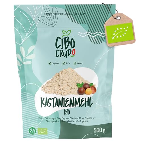 Kastanienmehl Bio - 500g. Maronimehl oder Edelkastanienmehl Glutenfries und Roh. Veganes und Naturbelassenes Maronenmehl. von CIBO CRUDO crudo biologico vegan