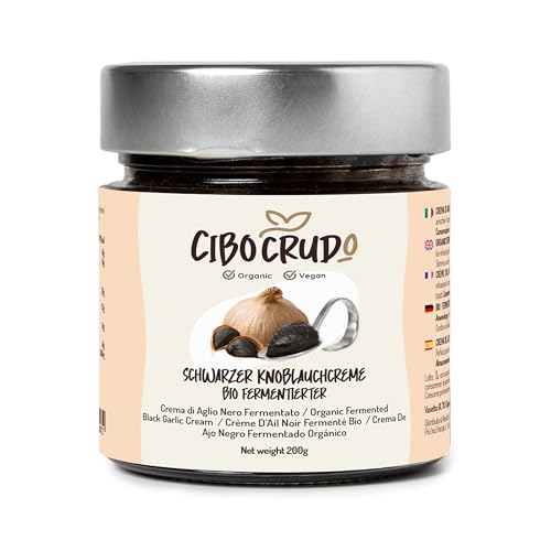 Schwarzer Knoblauch Paste Bio - 200g. Knoblauchpaste aus Schwarzer Knoblauch Fermentiert Reich an Mineralsalzen Energetisierend und Antioxidativ. Fermentierter Knoblauch. Organic Black Garlic Paste. von CIBO CRUDO crudo biologico vegan