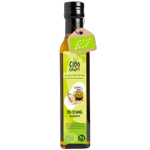 Sesamöl Bio Kaltgepresst und Ungeröstet - 250ml. Sesam öl zum Essen Massage oder Ayurveda. Speiseöl Natürlich und Rein. von CIBO CRUDO crudo biologico vegan