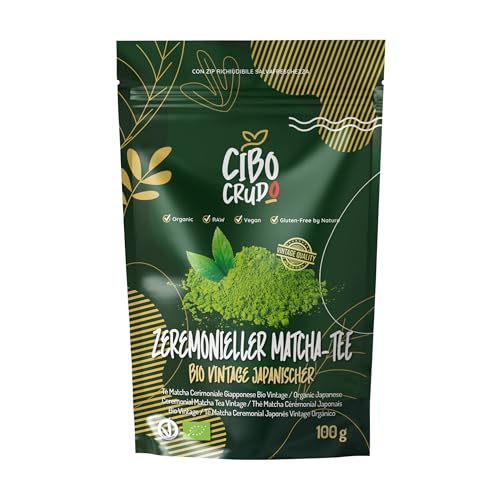 Tee Matcha Pulver Bio - Ceremonial Grade - 100g. Grüner Tee Matcha Zeremonie Qualität aus Japan Uji. Organic Matcha Green Tea Powder. von CIBO CRUDO crudo biologico vegan